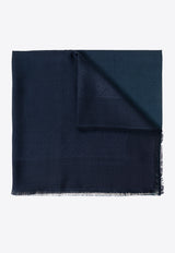 Salvatore Ferragamo Logo Monogram Silk-Blend Scarf 320960 SL MONODEGRA 779308-TEAL BLUE MASCARPONE