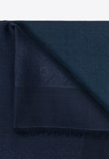 Salvatore Ferragamo Logo Monogram Silk-Blend Scarf 320960 SL MONODEGRA 779308-TEAL BLUE MASCARPONE