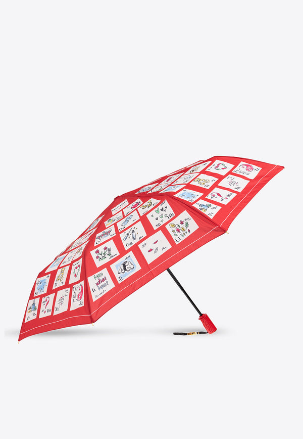 Moschino Alphabet-Print Open and Close Umbrella 8975 OPENCLOSEC-RED