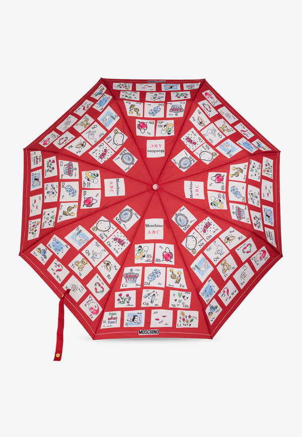 Moschino Alphabet-Print Open and Close Umbrella 8975 OPENCLOSEC-RED