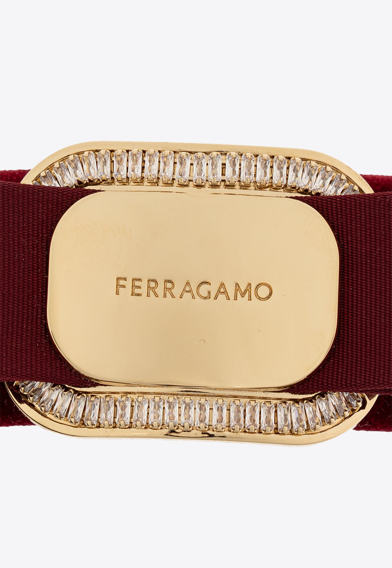 Salvatore Ferragamo New Vara Plate Velvet Hair Clip 340436 FERM VELVET 780889-BORDEAUX