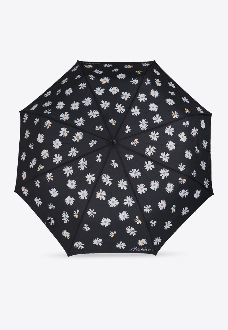 Moschino Daisies-Print Open and Close Umbrella 9049 OPENCLOSEA-BLACK