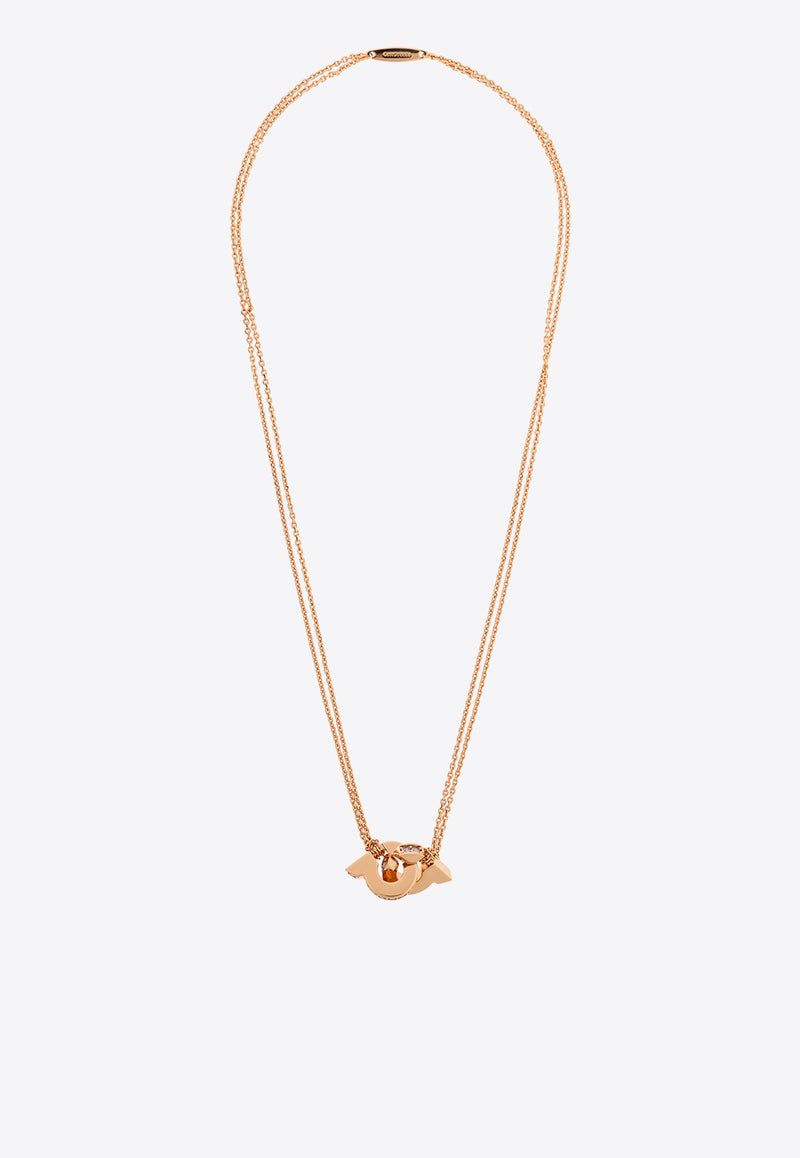 Salvatore Ferragamo Double Gancini Pendant Chain Necklace 760771 NKL FLUIDZIR 780493-ORO ROSA ROSA