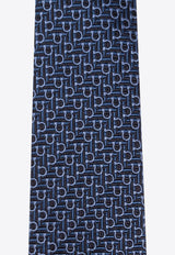 Salvatore Ferragamo Diagonal Hook Jacquard Silk Tie 351228 4 ZELBIO7J 778696-F NAVY