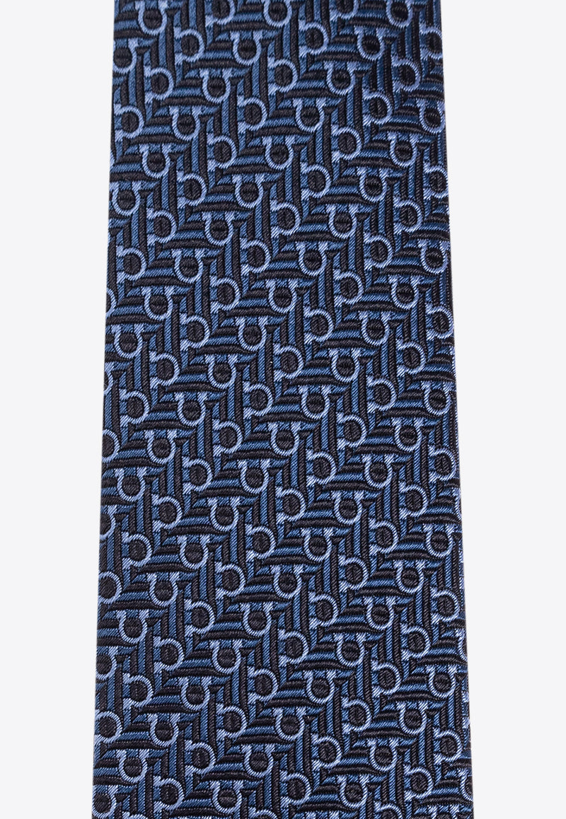 Salvatore Ferragamo Diagonal Hook Jacquard Silk Tie 351228 4 ZELBIO7J 778696-F NAVY