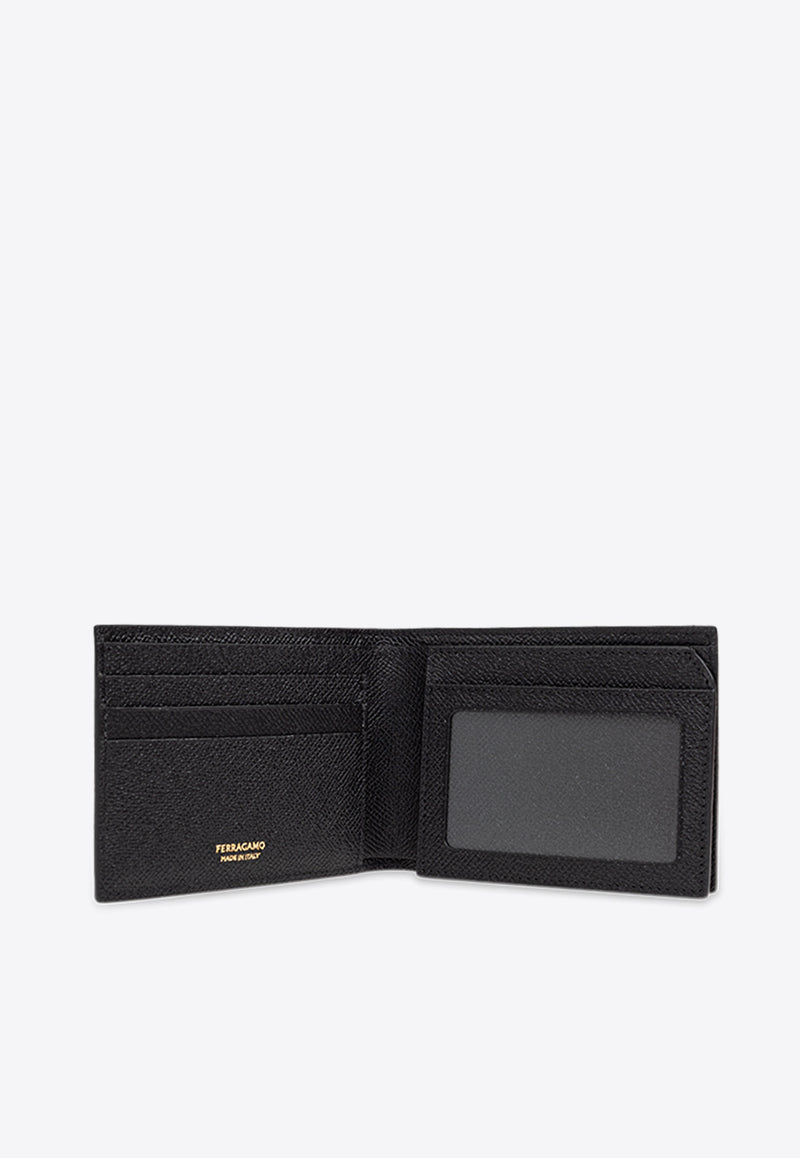 Salvatore Ferragamo Logo-Plaque Bi-Fold Wallet 661609 MICRO GANCIO 781796-NERO