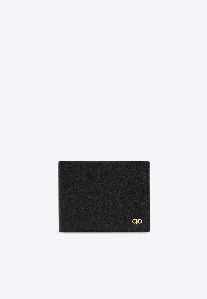 Salvatore Ferragamo Logo-Plaque Bi-Fold Wallet 661609 MICRO GANCIO 781796-NERO