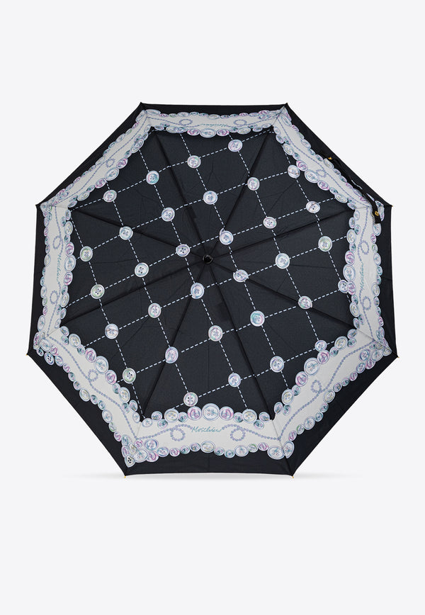 Moschino Geometric Pattern-Print Open and Close Umbrella 8632 OPENCLOSEA-BLACK