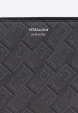 Salvatore Ferragamo Logo Monogram Zip-Around Wallet 661589 MONOGRAM 780339-NERO GRIGIO