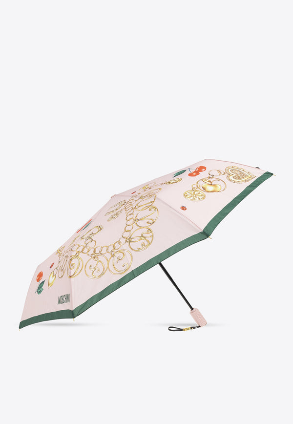 Moschino Cherry-Print Umbrella 8990 OPENCLOSEN-PINK