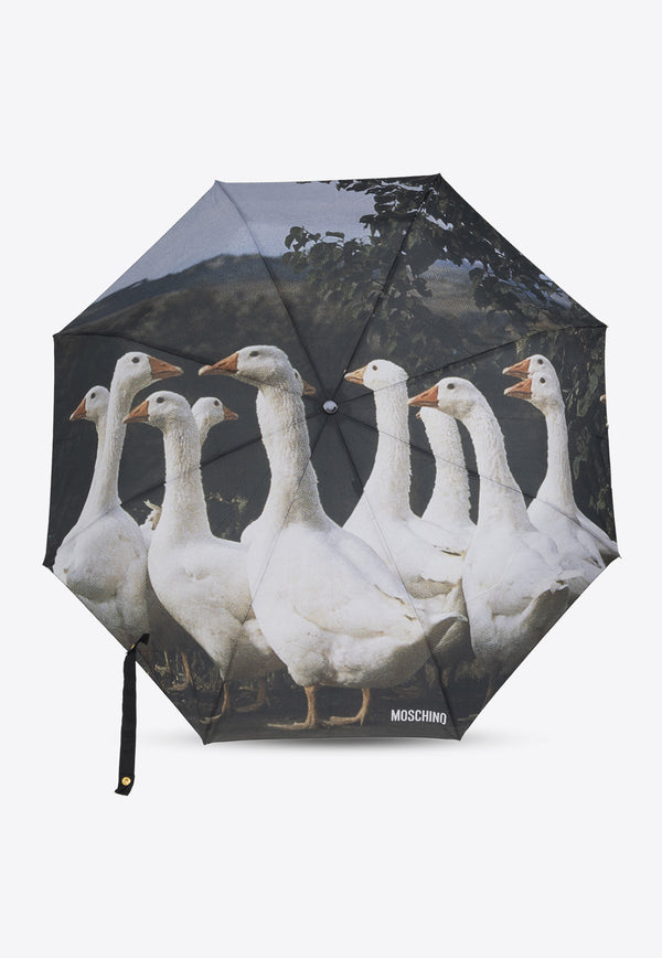 Moschino Geese-Print Umbrella 9085 OPENCLOSEA-MULTI