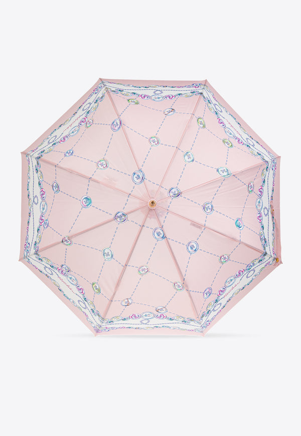 Moschino Button-Print Umbrella 8632 63AUTON-PINK