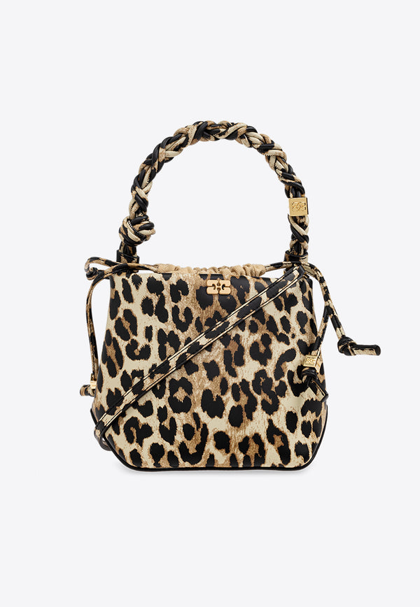 Ganni Leopard Print Bou Bucket Bag A6582 5894-943