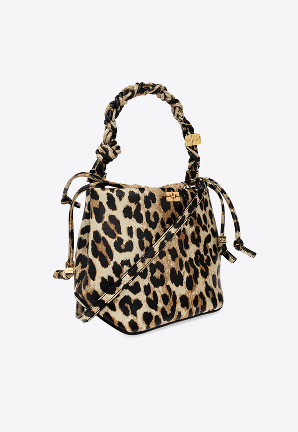 Ganni Leopard Print Bou Bucket Bag A6582 5894-943