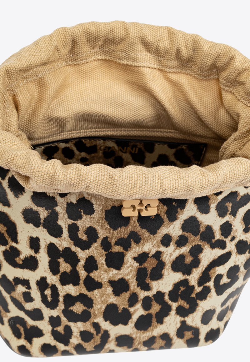 Ganni Leopard Print Bou Bucket Bag A6582 5894-943