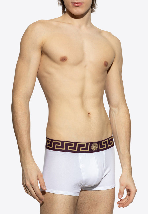 Versace Greca Border Elastic Waistband Trunks AU10026 1A10011-2WV60