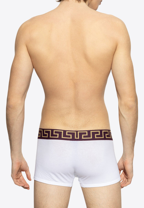 Versace Greca Border Elastic Waistband Trunks AU10026 1A10011-2WV60