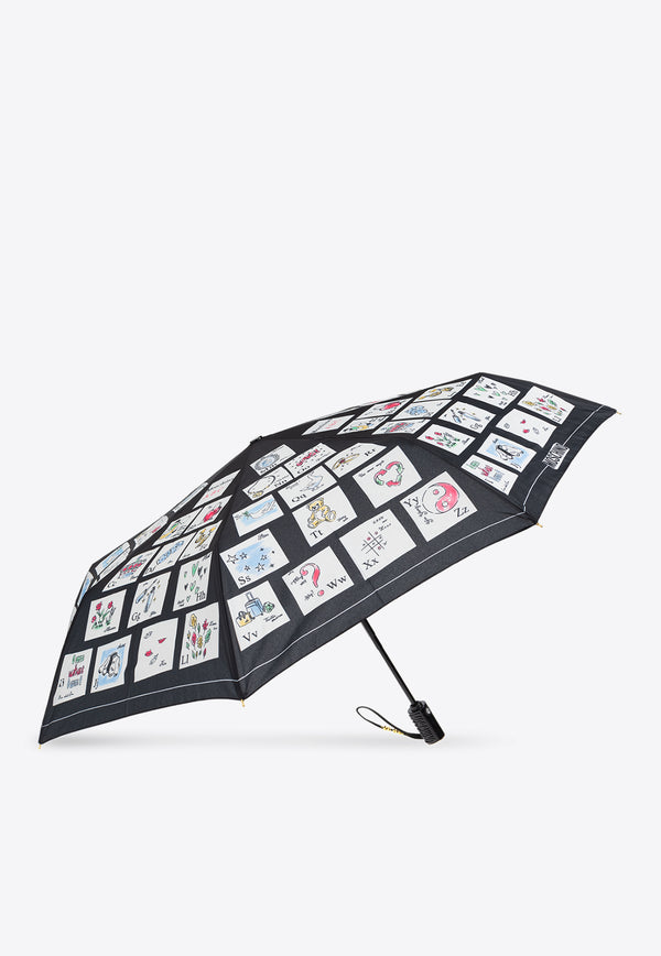 Moschino Alphabet-Print Umbrella 8975 OPENCLOSEA-BLACK