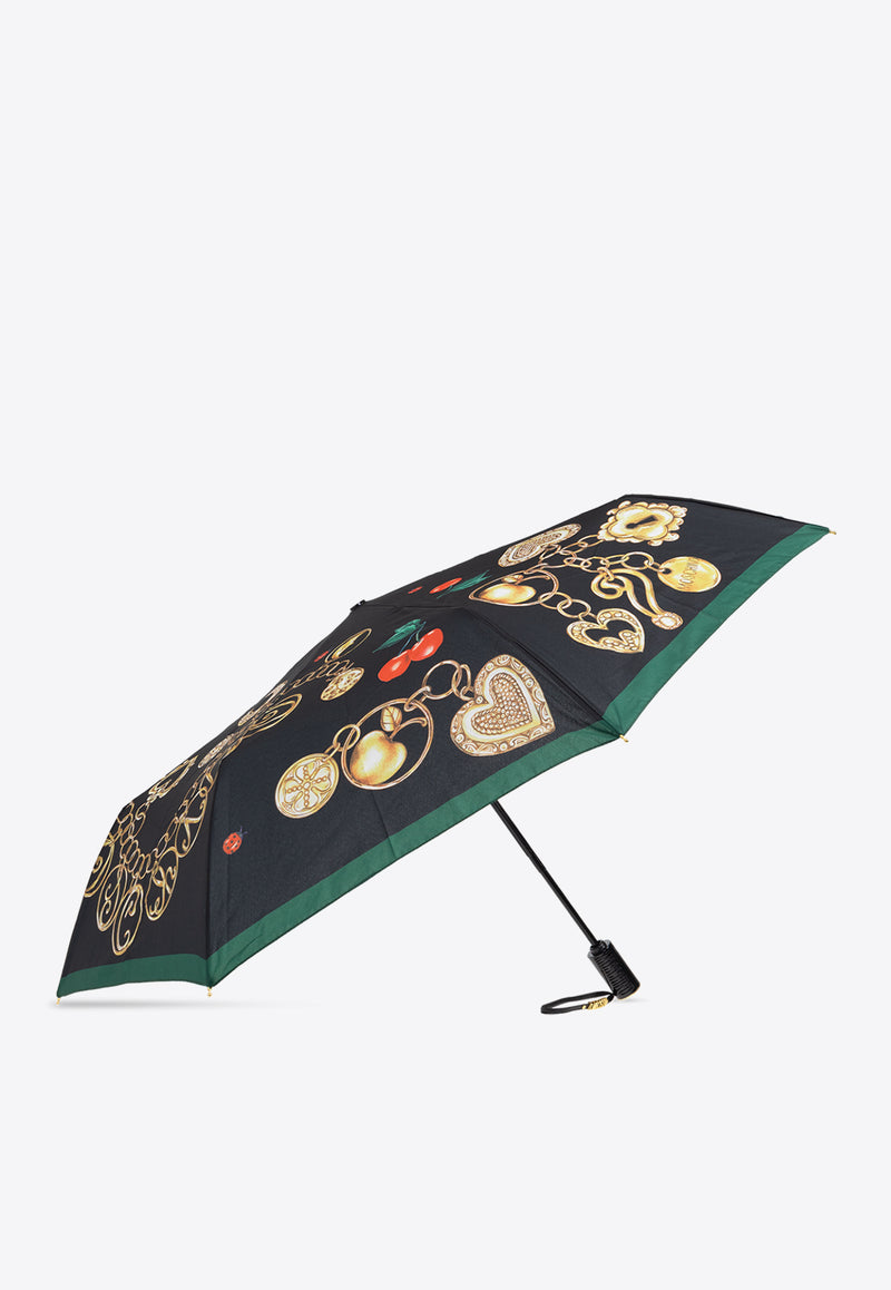 Moschino Graphic-Print Umbrella 8990 OPENCLOSEA-BLACK