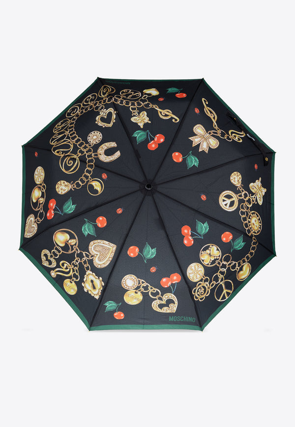 Moschino Graphic-Print Umbrella 8990 OPENCLOSEA-BLACK