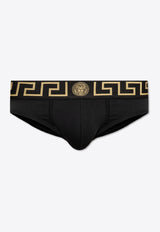 Versace Greca Border Elastic Waistband Briefs AU10027 1A10011-A80G