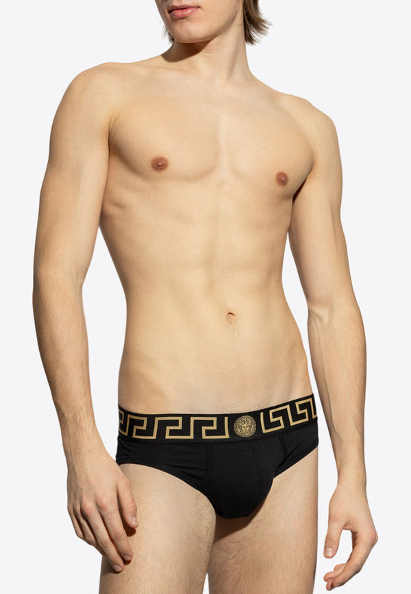 Versace Greca Border Elastic Waistband Briefs AU10027 1A10011-A80G