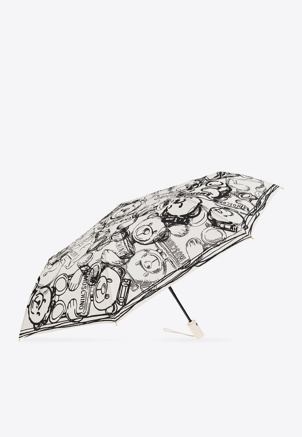 Moschino Teddy Bear-Print Umbrella 8651 OPENCLOSEI-CREAM