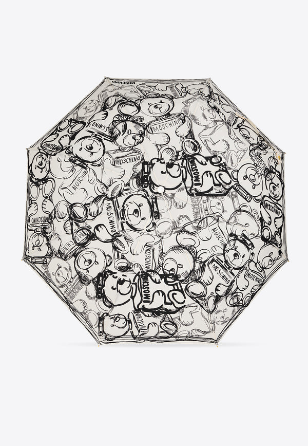 Moschino Teddy Bear-Print Umbrella 8651 OPENCLOSEI-CREAM