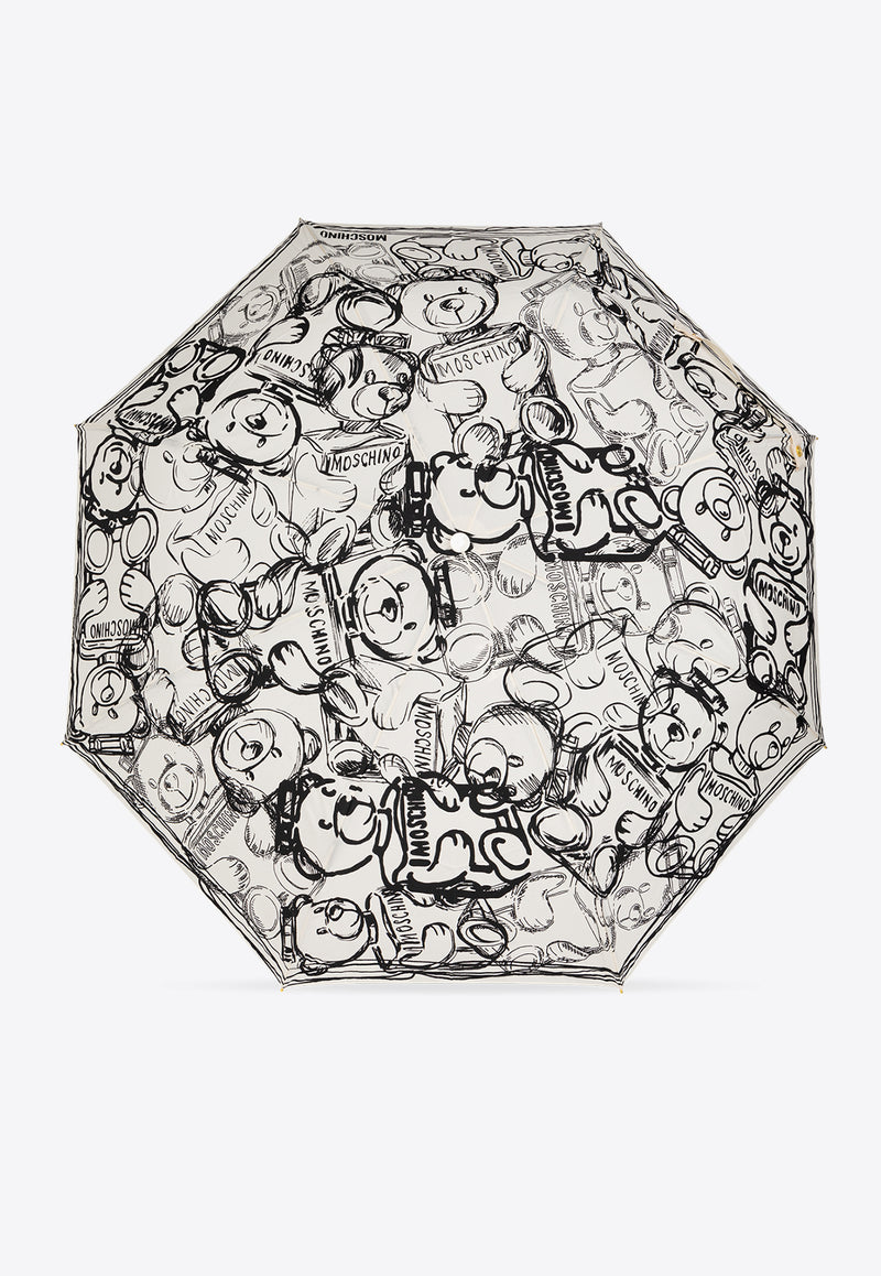 Moschino Teddy Bear-Print Umbrella 8651 OPENCLOSEI-CREAM