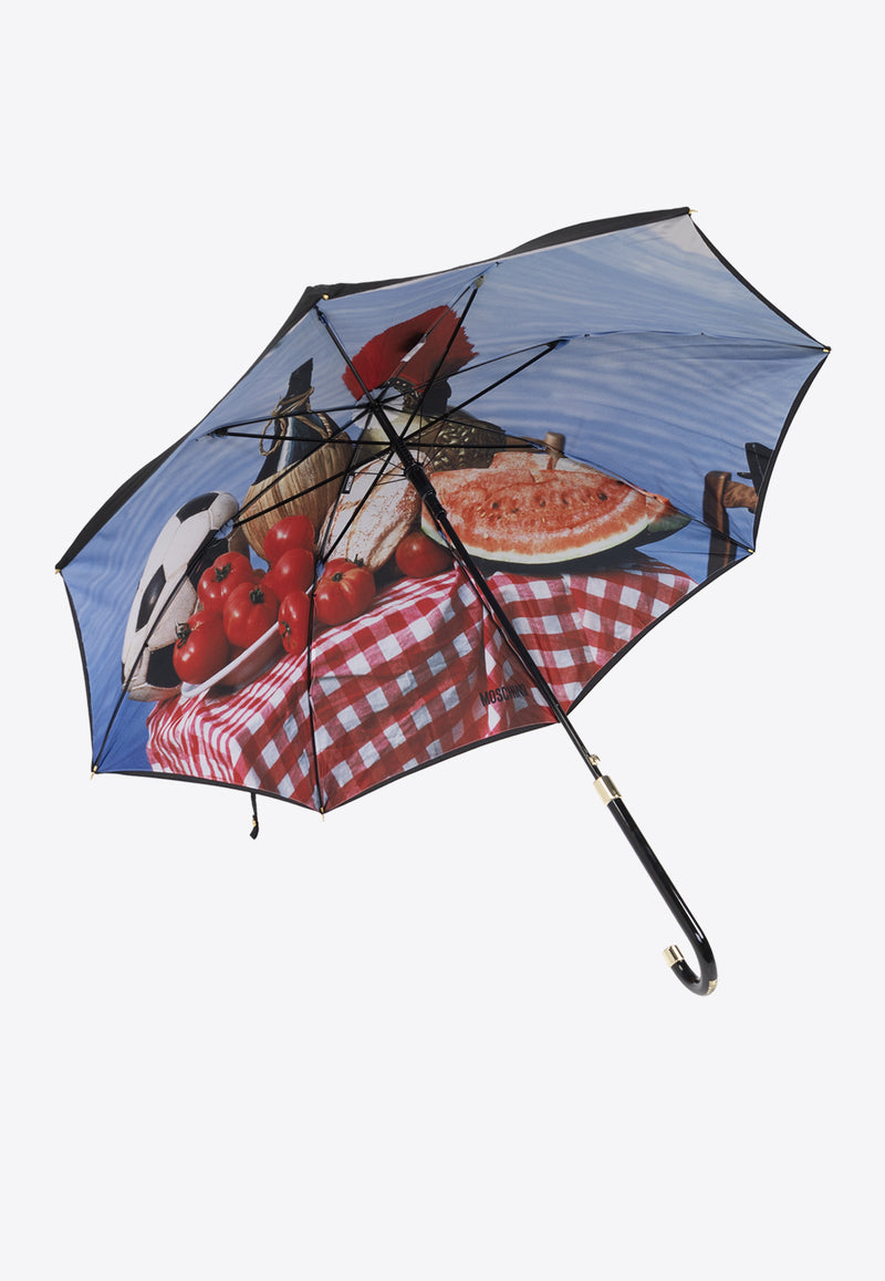 Moschino Logo-Print Umbrella 9100 D63AUTOA-BLACK MULTI