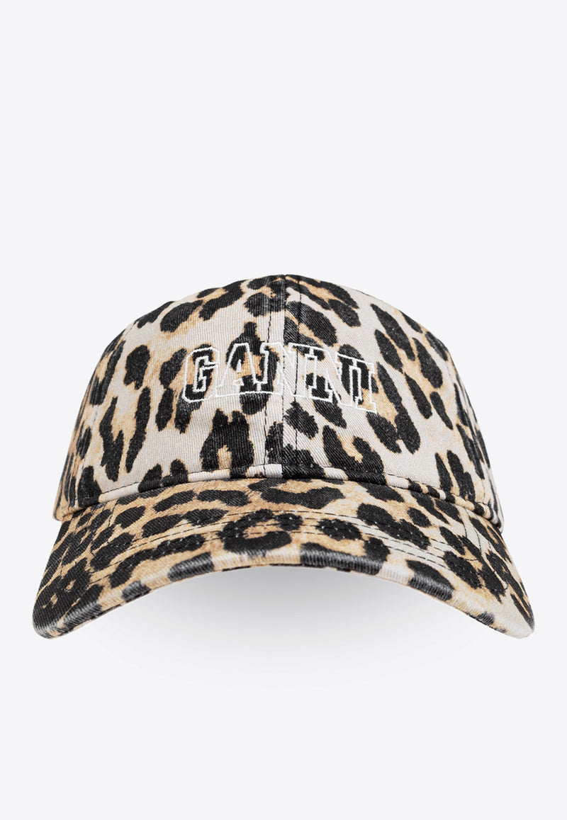 Ganni Leopard Print Baseball Cap A6303 5890-943