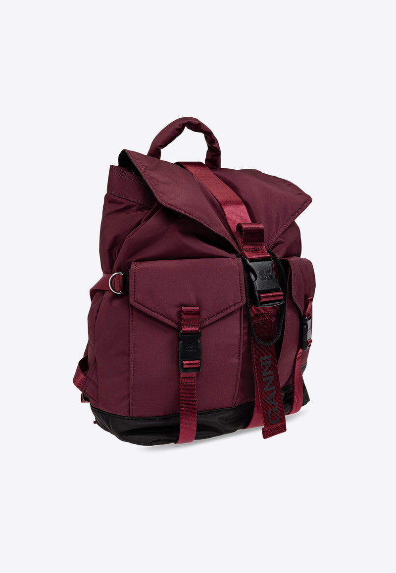 Ganni Logo Buckled Tech Backpack A6466 5488-234