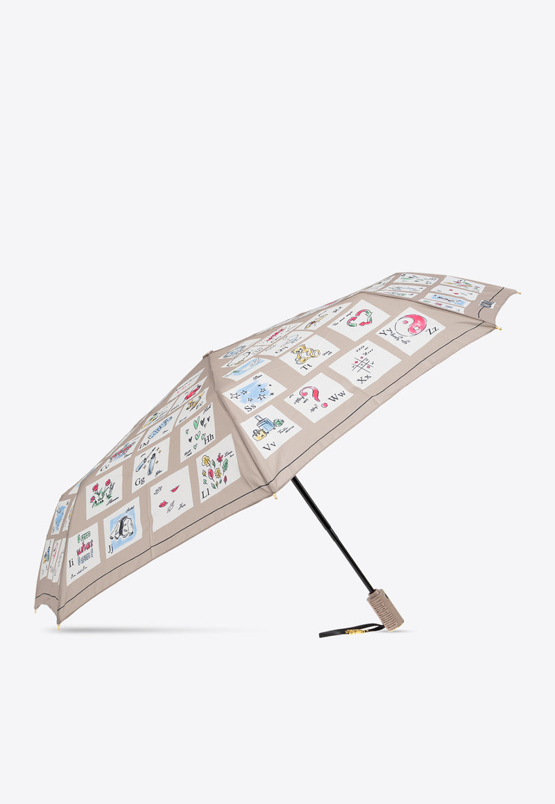 Moschino Alphabet-Print Umbrella 8975 OPENCLOSED-DARK BEIGE