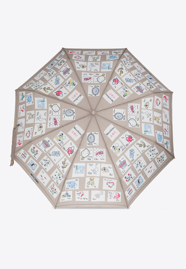 Moschino Alphabet-Print Umbrella 8975 OPENCLOSED-DARK BEIGE