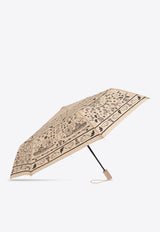 Moschino Illustration-Print Umbrella 8984 OPENCLOSED-DARK BEIGE