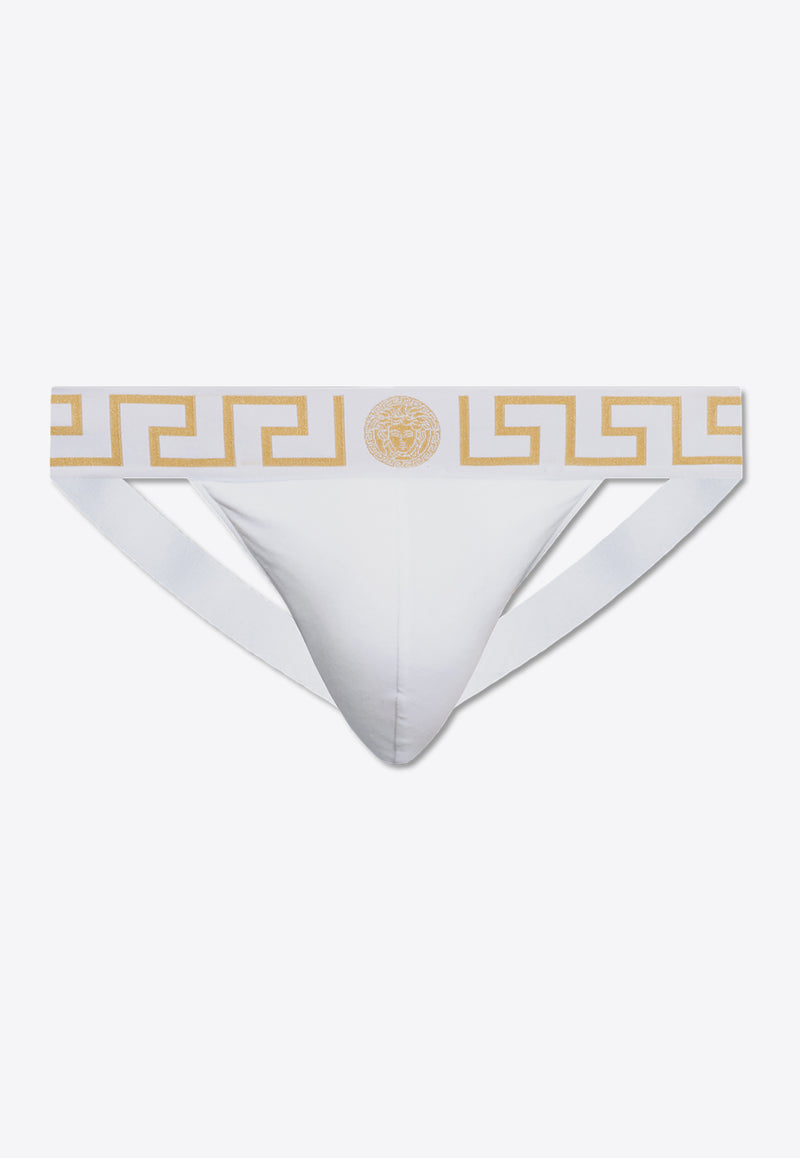 Versace Greca Border Jockstrap with Elastic Waistband AUU01017 1A10011-A81H