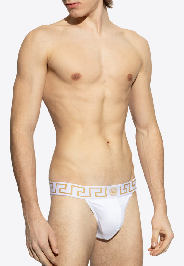 Versace Greca Border Jockstrap with Elastic Waistband AUU01017 1A10011-A81H