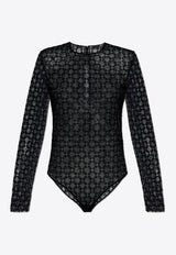 Givenchy Logo Monogram Semi-Sheer Bodysuit BWB03 U20H0-008