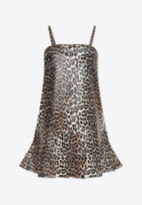 Ganni Leopard Print Mini Denim Dress J1661 6767-943