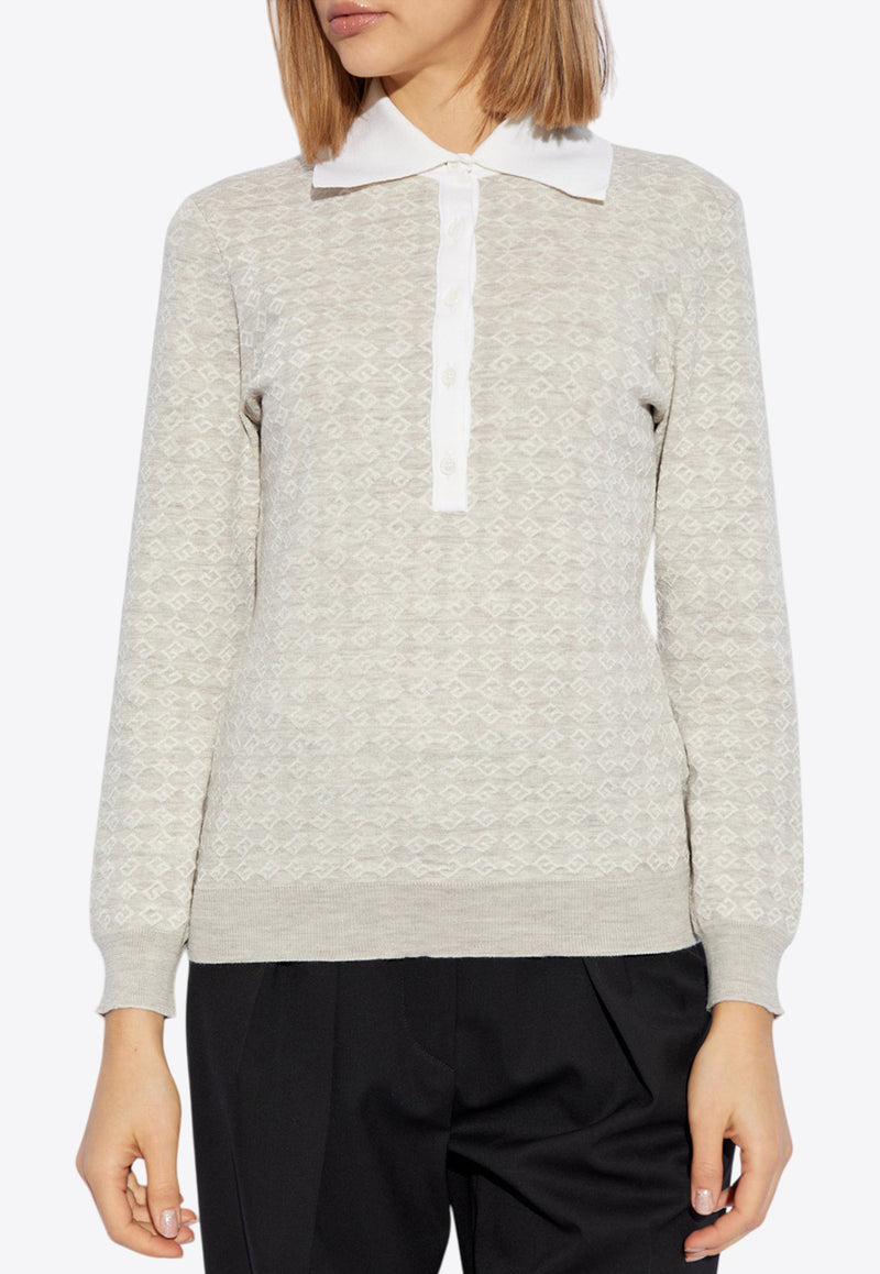 Givenchy Monogram Jacquard Wool-Blend Polo Sweater BW90T G4ZPB-250