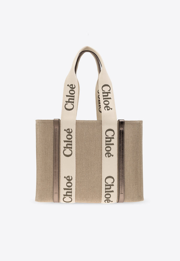 Chloé Woody Linen Tote Bag CHC25SS383 O81-074