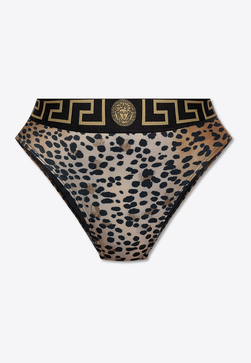 Versace Leopard-Printed Bikini Briefs DÓŁ ABD01095 1A13661-5N580