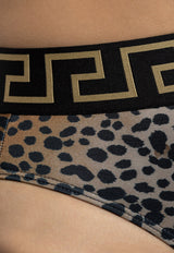 Versace Leopard-Printed Bikini Briefs DÓŁ ABD01095 1A13661-5N580