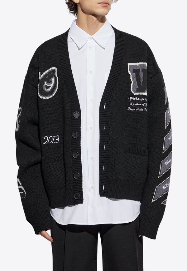 Off-White Logo-Intarsia Buttoned Cardigan OMHB019C99 KNI003-1010