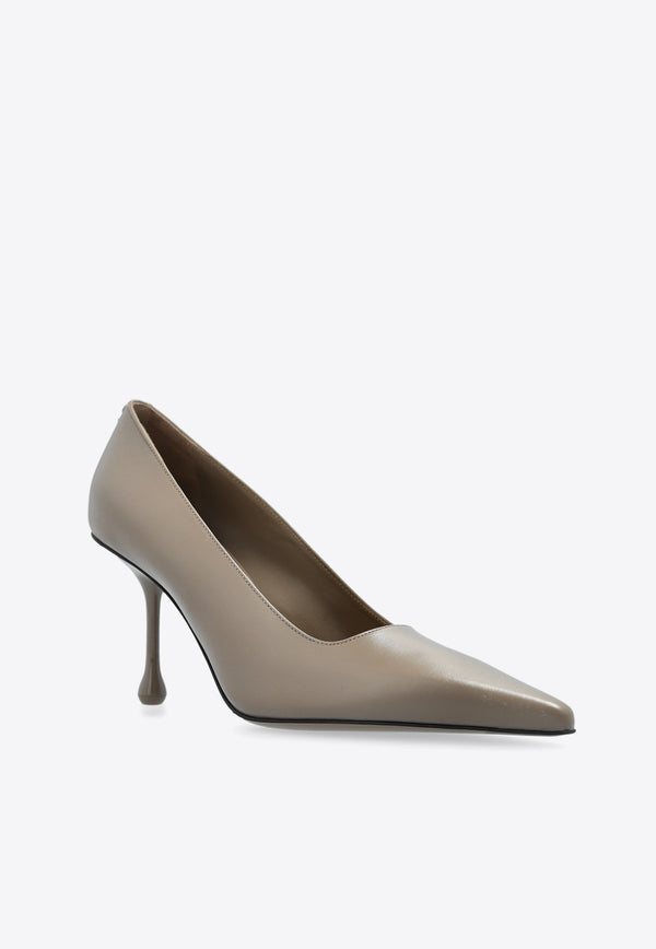 Jimmy Choo Ixia 80 Leather Pumps IXIA 80 CLF-TAUPE