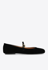 Gianvito Rossi Carla Velvet Mary-Jane Ballet Flats G22391 05GOM-VELNERO