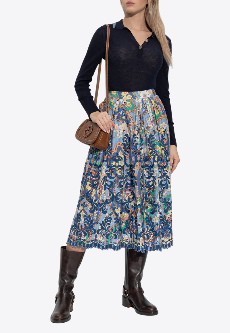 Etro Patterned Skirt Midi Skirt Blue WRFA0112 99LA502-X0886