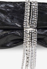 Jimmy Choo Zandra Crystal-Embellished Leather Clutch ZANDRA BYN-BLACK SILVER