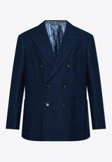 Etro Textured Double-Breasted Blazer Navy MRCA0023 99JJ502-B0339