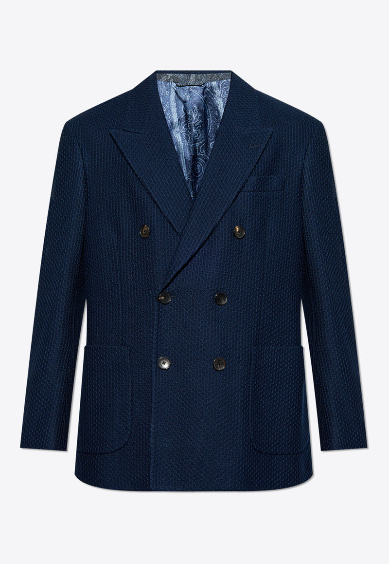 Etro Textured Double-Breasted Blazer Navy MRCA0023 99JJ502-B0339